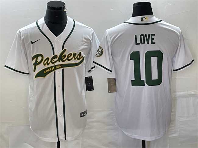 Men%27s Green Bay Packers #10 Jordan Love White Cool Base Stitched Baseball Jersey->green bay packers->NFL Jersey